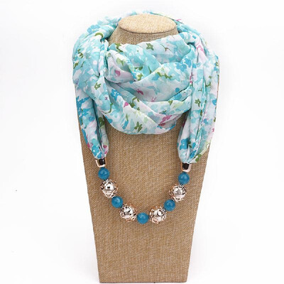 

Fashionable Elegant Pendant Scarf Necklace Bohemia Chiffon Scarves Pendants Jewelry Foulard Female Accessories For Women Multicolo