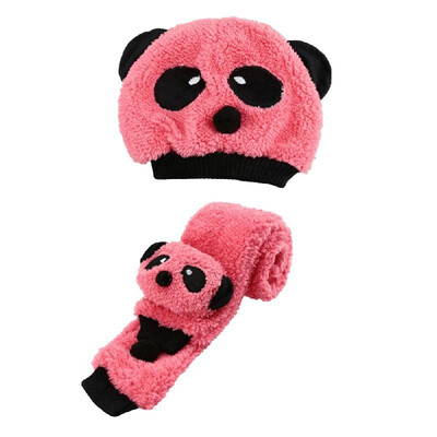 

Winter Toddler Girl Boy Cute Panda Hat Scarf Set Fleece Beanie Warm Cap Unisex Two-Piece Set