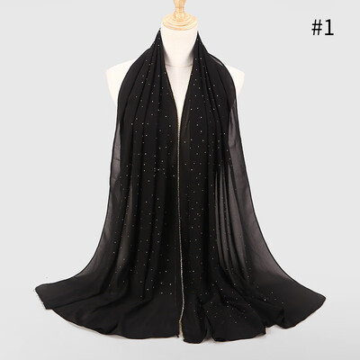 

New high quality pearl chiffon inlay bit towel spring&summer long section Muslim woman hijab scarf