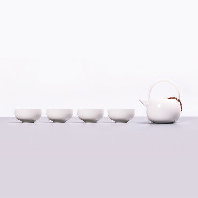 

Newchinaroad white elegant&grace porcelain chinese tea set with ceramic loop-handle teapot&serving tray&cup
