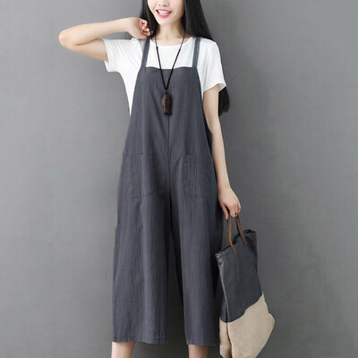 

Tailored Women Wide Leg Pants Dungarees Casual Jumpsuits Pocket Sling Trousers Rompers