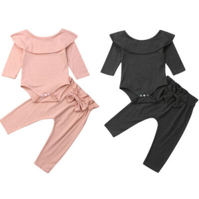 

2PCS Kids Baby Boy Girls Long Sleeve T-shirt Tops Pants Outfits Set Clothes