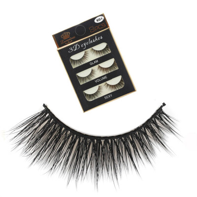 

〖Follure〗3 Pairs Thick Long Cross Party False Eyelashes Black Band Fake Eye Lashes