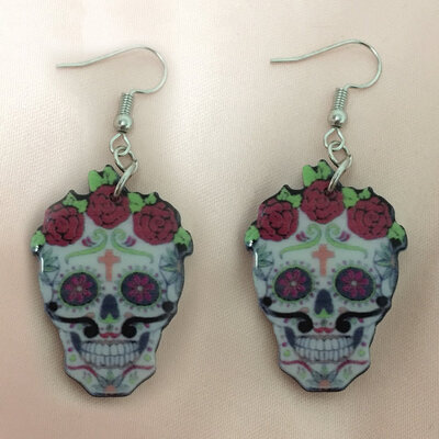 

Drop Flower Skull Head Earrings Acrylic Long Big Dangle Earrings News Women Jewelry Accessories Styles