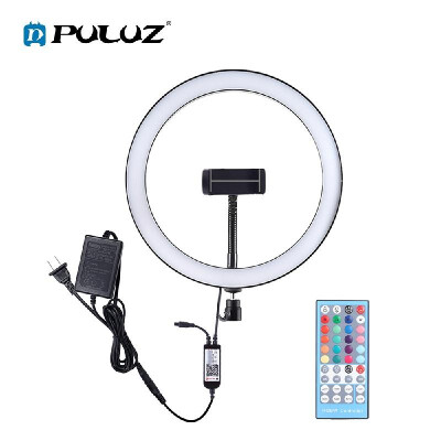 

PULUZ LEDs Video Ring Light BT Connection Remote Control Brightness Adjustment Built-in Batterys for Network Broadcast Selfie Faci