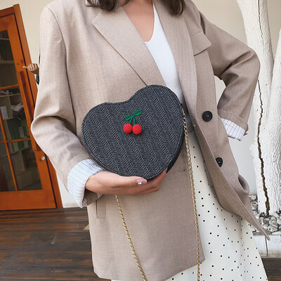 

2019 New Style Ladies Nautical Beach Bag Chains Shoulder Canvas Summer Tote Holiday Shopper Gold Zipper Heart Shape