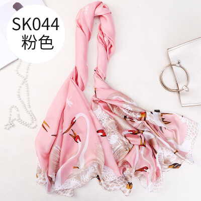 

New red-crowned crane simulation silk scarf thin summer silk scarf ladies air conditioning sunscreen shawl beach towel SK044