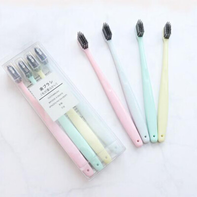 

〖Follure〗4PC Clean Care Teeth Whitening Charcoal Activated Ecofriendly Travel Toothbrush