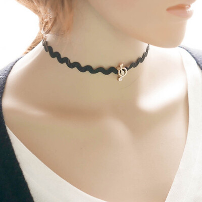 

Women Black Necklace Skull Note Heart Pendant Choker Necklace Accessories
