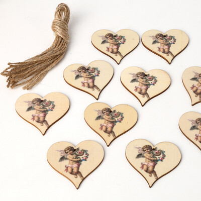 

Gobestart Heart-Shaped Wooden Pendant Wooden Flag Pendant Unique Creative Wedding Ornament