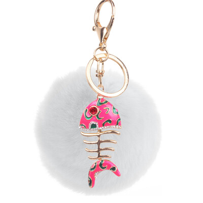 

Creative Smart Fishbone Keychain Rex Rabbit Plush Pendant Bag Mobile Phone Charm Fashion Pendant
