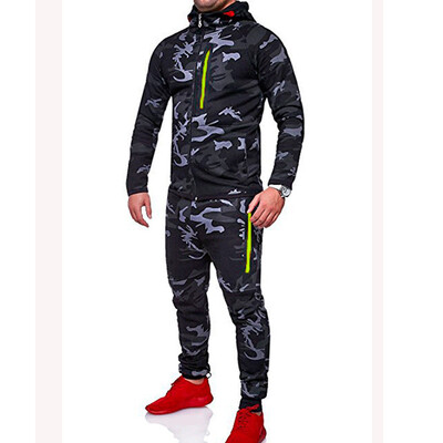

SUNSIOM Mens Casual Camo Military Sports Combat Sweatshirt Hoodie Tops Pants Tracksuit