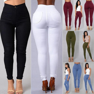 

Women&39s Pencil Stretch Pants Cotton Skinny Jeans Pants High Waist Trousers  - 3XL