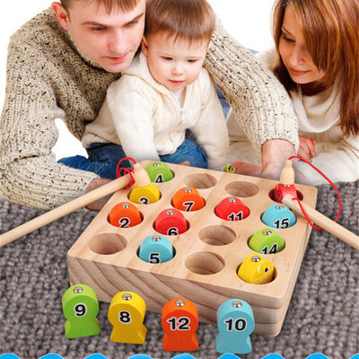 

〖Follure〗Wooden Magnetic Fishing Game Fine Motor Skill Toy Letters Cognition Preschool Gift