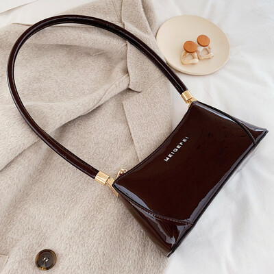 

Retro chic shoulder fashion bag womens solid color bag portable Joker trend simple Hong Kong wind bag