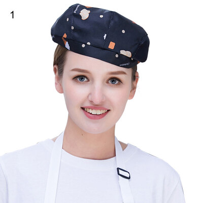 

Women Fashion Print Hotel Restaurant Chefs Beret Cafe Waiters Hat Cap Headgear