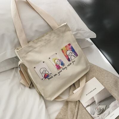 

Ins bags canvas bags ladiesdiagonal shoulder bags Korean version of large-capacity handbags for girls undergraduate classes
