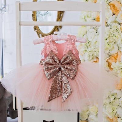 

Newborn-10T Baby Kids Girl Princess Sequin Boknot Dress Christmas Party Bridesmaid Dresses