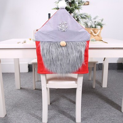 

1 Pcs Long Beard Faceless Santa Chair Cover Dinner Table Chair Hat Decoration Christmas Chair Covers Home Decoration