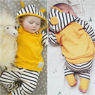 

2PCS Baby Boys & Girl Hooded Tops Sweatshirt Pants Outfit Clothing Set