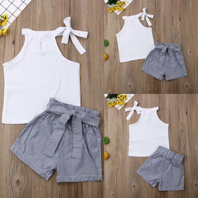 

Summer Toddler Baby Girl Clothes Princess Tops SolidShorts Pants Outfits Set