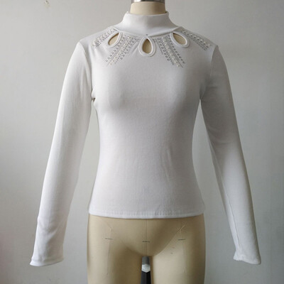 

Womens Hollowed Turtleneck Shirt Tops Knitted Long Sleeve Sweater Pullover Tops