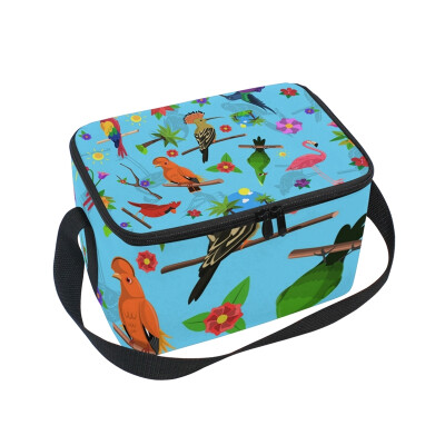 

ALAZA Lunch Box Insulated Lunch Bag Large Cooler Parrot And Floral Tote Bag