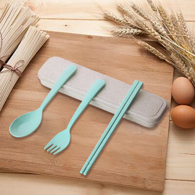 

Toponeto Portable Cutlery Blue Boreal Europe Style Healthy Eco-Friendly Wheat Straw