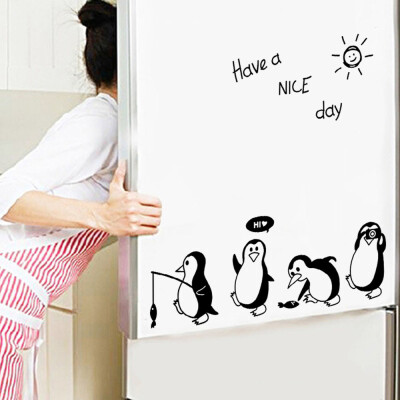 

Gobestart Havea Nice Day Cute Penguin Sticker Fridge Kitchen Fridge Wall Stickers Art