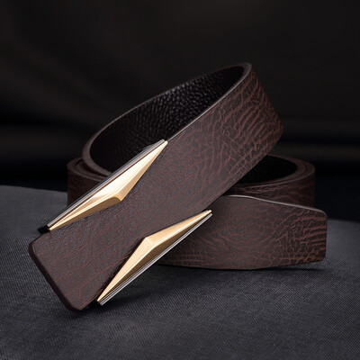 

Guangzhou factory mens belt top layer leather smooth buckle casual leather belt youth high-end business belt men