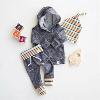 

Newborn Infant Baby Boy Hoodies Top Sweatshirt Long Pants Hat Outfit Clothes