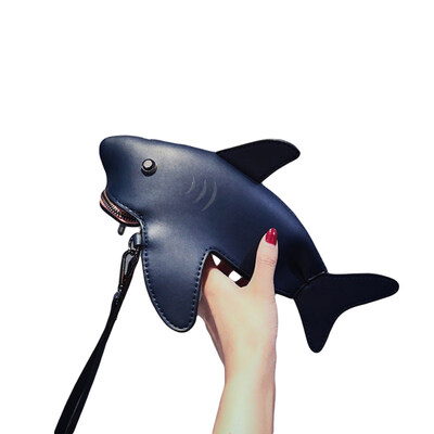 

Funny Women Solid Color Shark Shape Shoulder Bag Faux Leather Crossbody Pouch
