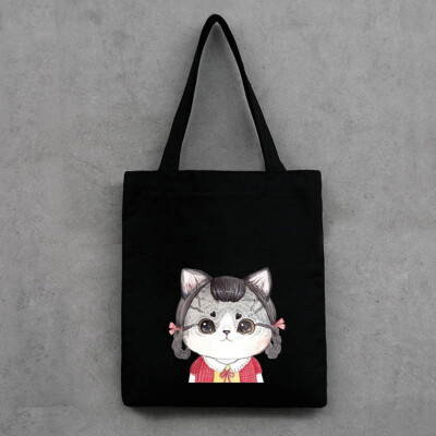 

Women Cute Cat Printing Canvas Tote Girls Casual Shoulder Bags Large Capacity Shopping Bags Handbag Bolsos Mujer YJ