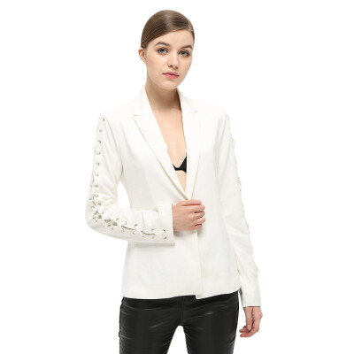 

Trendy Lapel Long Sleeve Lace-up Button Women Suit