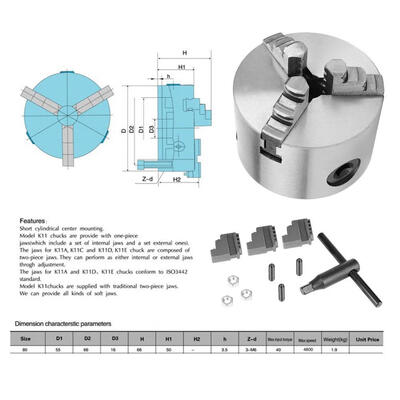 

Greensen K11-80 3-Jaw Self-Centering Metal Lathe Chuck With Extra Jaws Turning Machine Accessories