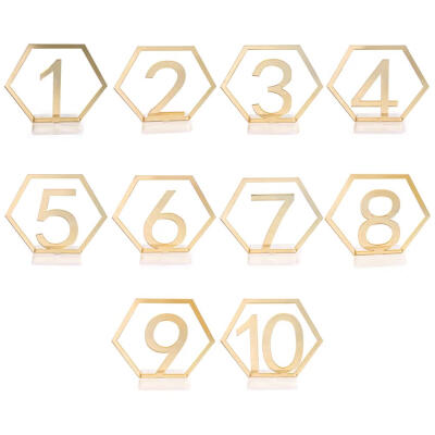 

Mirror Wedding Seat Card Hexagon Table Number Signs for Birthday Decoration