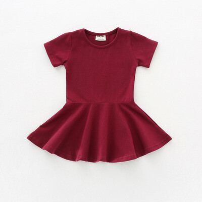 

Kids Girls Cotton Ruffle Short Sleeved Dress Large Swing Dress Baby Girls Fashion Clothes