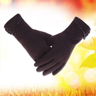 

Women Winter Touch Screen Gloves Fleece Lining Buttons Winter Warm Windproof Glove