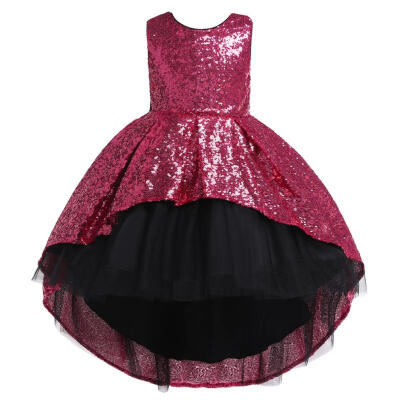 

Sequins Dress Irregular Sleeveless O-neck Children Mesh Princess Dresses