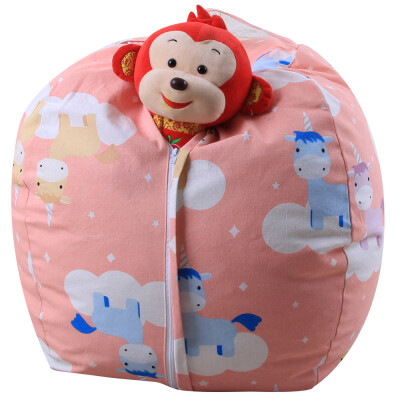 

〖Follure〗Kids Stuffed Animal Plush Toy Storage Bean Bag Soft Pouch Stripe Fabric Chair A