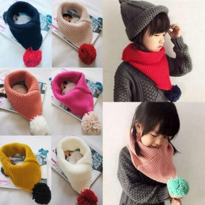 

Baby Neckerchief Winter Warm Solid Color Scarves Boys Girl Kids Knitted Scarf