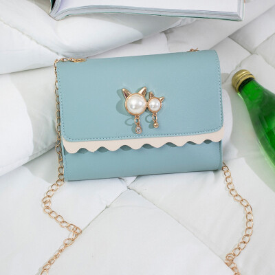 

Tailored Cute Cat Pearl Pendant Small Square Bag Wild Shoulder Messenger Bag