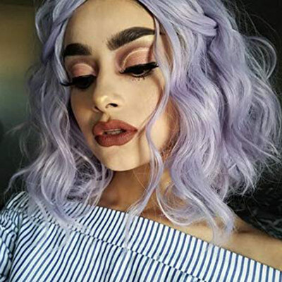 

〖Follure〗Womens Fashion Wig Purple Synthetic Hair short Wigs Curly Wig