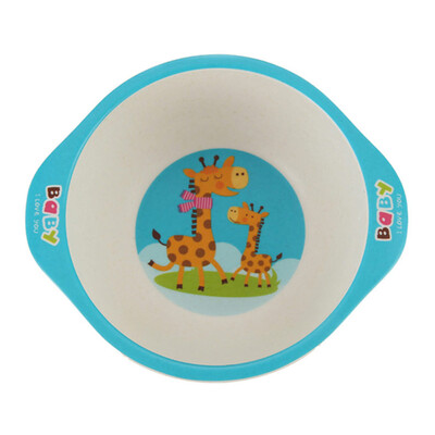 

Toponeto Bamboo fiber childrens cartoon bowl environmental protection baby cutlery