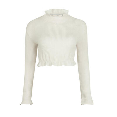 

Sexy Long Sleeve Crop Top Autumn White Gray Khaki Crochet Women Elegant Short Tank Crop Tops Bustier