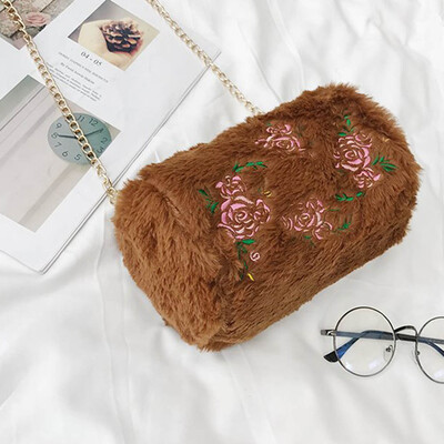 

Tailored Women Fashion Rose Wool Handbag Zipper Bag Shoulder Bag Tote Messenger Bag