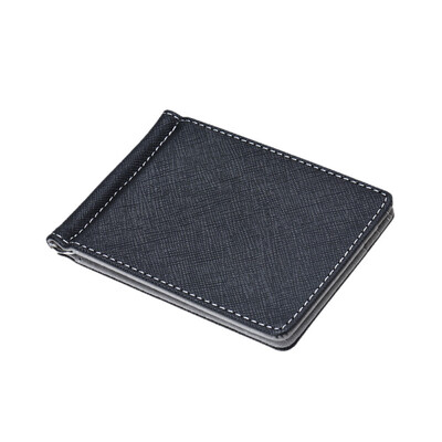 

Toponeto Mens Leather Silver Money Clip Slim Wallets Black ID Credit Card Holder BW