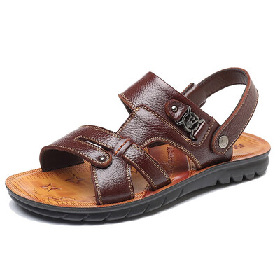 

2019 new man shoes solid color Open toe Mens Summer Sandals Casual Beach Shoes Non-slip Sandals And Slippers walk shoes