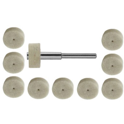 

10pc Felt Buffing Polishing Wheels 12 w Mandrel Wool Fits Rotary Tool Detail