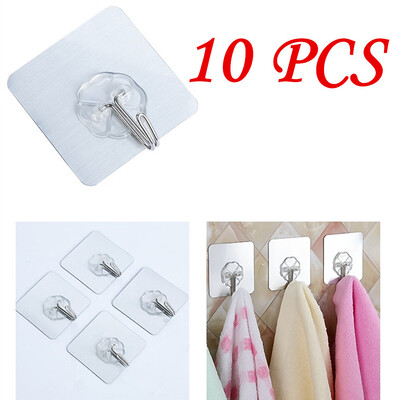 

Siaonvr 10Pcs Adhesive Wall Hooks Reusable Duty Sticky Hooks For Kitchen And Bathroom